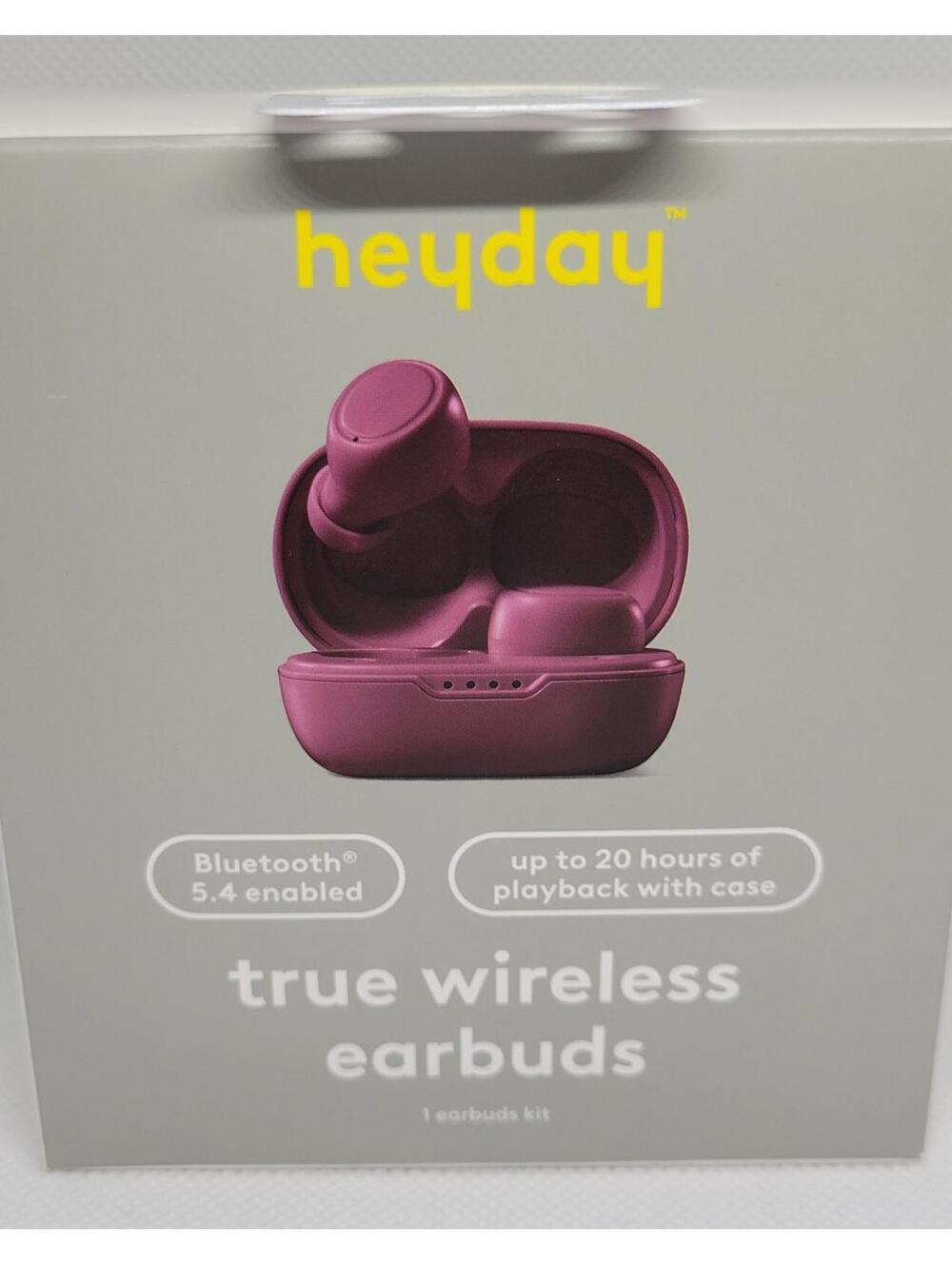 heyday True Wireless Bluetooth Sweat Resistant Earbuds - Dark Cherry - NEW